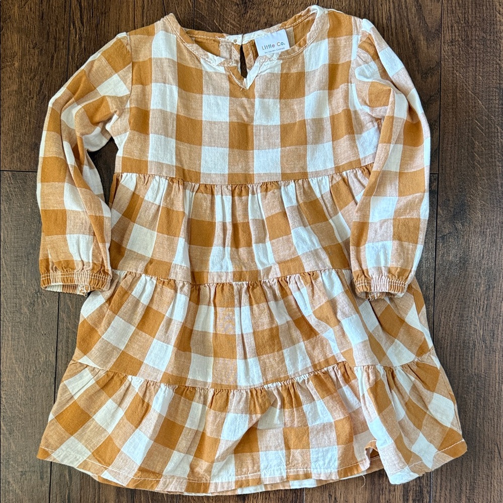 Little Co. Kids Checkered Dress - Brown and White